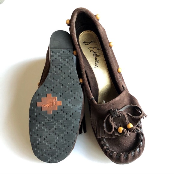 Sam Edelman Angelina Suede Moccasins Wedges 7.5 - Picture 6 of 7